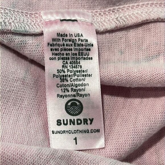 Sundry Lightweight Pink Tropical Crewneck Raglan Sleeve Pullover Sweatshirt Sz 1 - Picture 11 of 11